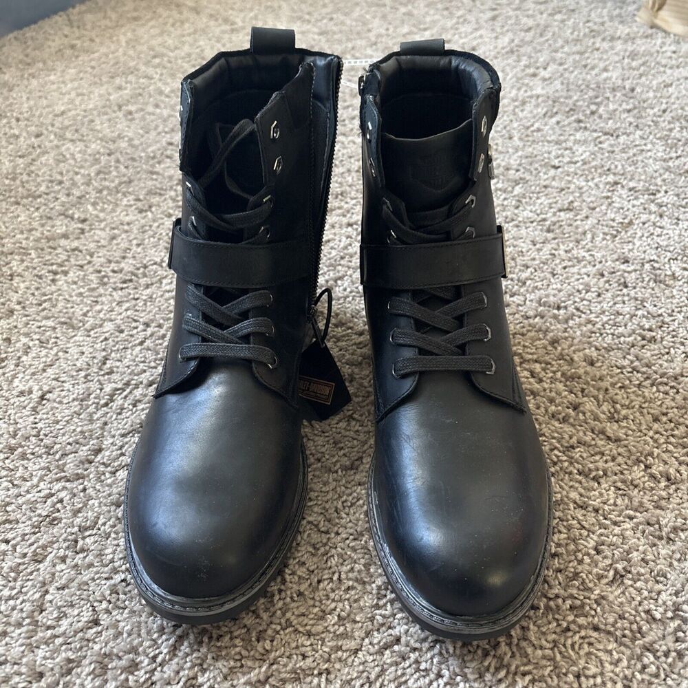Harley-Davidson Hicklyn Strap 6.75" Men's Size 10.5 Motorcycle Boot Black D96276